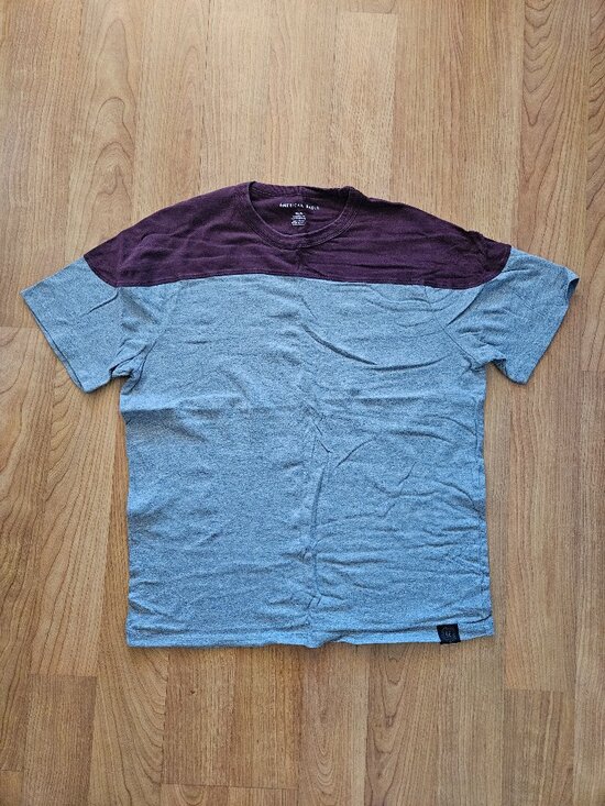 American Eagle Outfitters Other - Men's American Eagle two tone crew neck Tee - gray and burgundy - Size Medium